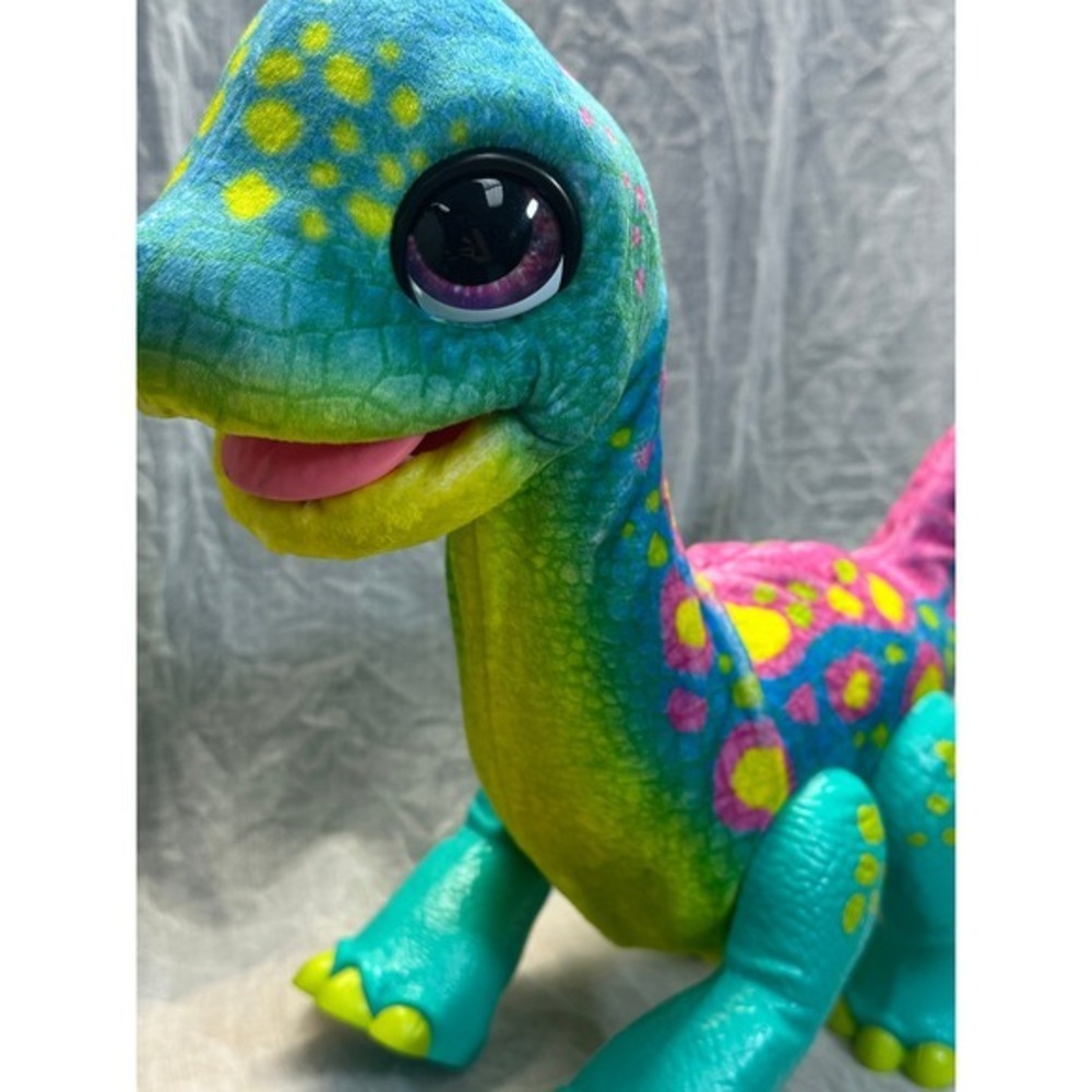 Hasbro FurReal Friends Sam the Brontosaurus Interactive Dinosaur Teal Pink Toy